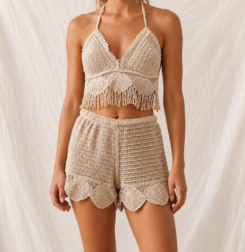 Crochet Halter Top & Shorts Set Pattern PDF | Summer Crochet Outfit | Instant Digital Download (US Terms)